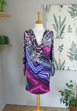 MATTHEW WILLIAMSON Multicoloured 100% Silk cowl neck bat-wing short dress size 6