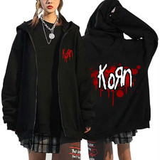 Korn Zipped Black Hoodie