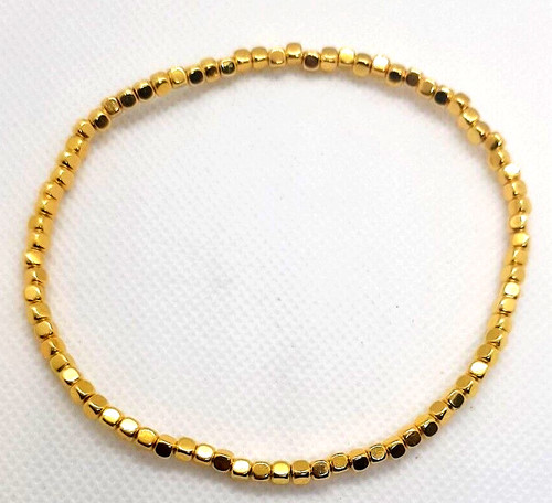 Metallic cube stretchy beaded - metallic,