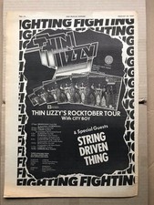 THIN LIZZY FIGHTING/ROCKTOBER TOUR (A) POSTER SIZED original music press advert 