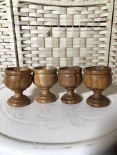 Set of 4 Rustic Wooden Egg