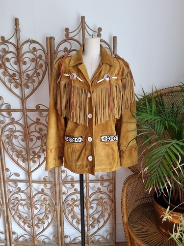 Vintage suede leather fringe