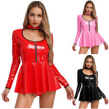 UK Womens Wet Look PVC Leather