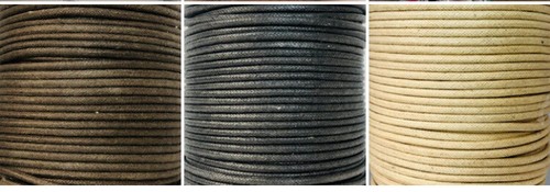 Waxed cotton thong cord 3mm - waxed,
