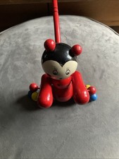 Vintage Wooden Push-Along Ladybug