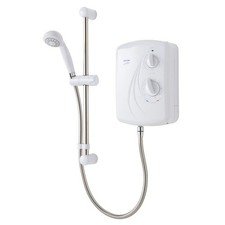 Triton Electric Shower Enrich SFXENR20WC White Stainless Steal Hose 10.5kW