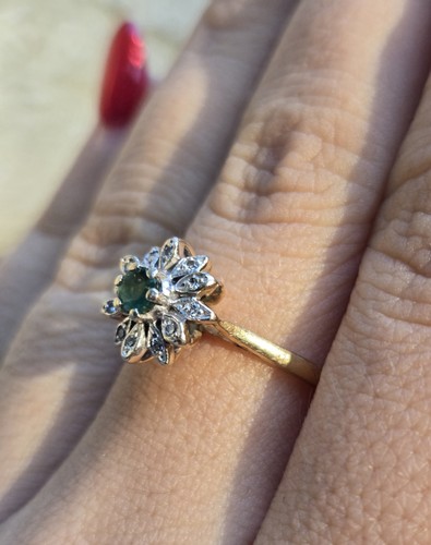 18ct gold diamond ring emerald - gold,