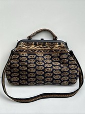 Carpet Bags Vintage Blue Carpet Handbag Shoulder Bag & Glasses Holder British.