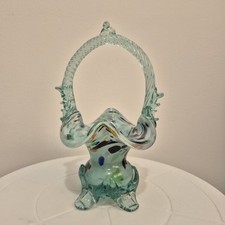 Murano Glass Basket Vase Multi Coloured Retro Vintage 1960s Excellent Condition 