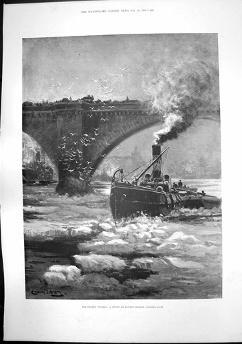 Old antique print frozen - antique,
