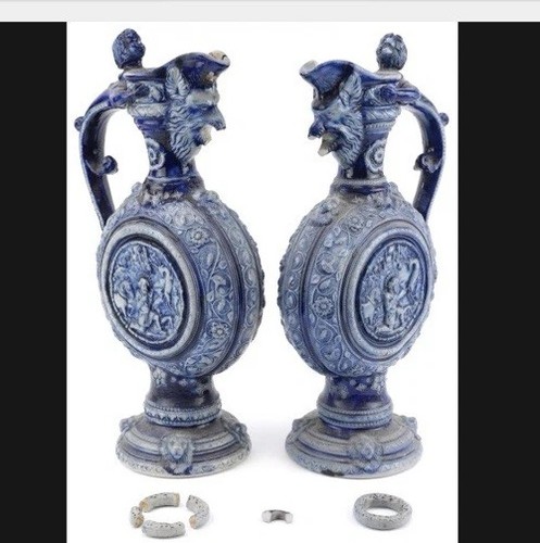 Pair german salt glazed - pair, of