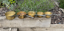 5 Vintage Brass Pans Milk Pans & Spout Kitchen Cooking Pans
