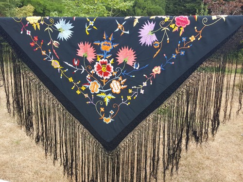 Vintage embroidered fringed - vintage,