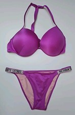 Victoria's Secret Malibu Shine Strap Purple Bikini Set 36DD & M NWOT