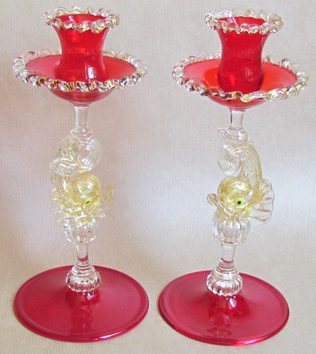 Venetian salviati pair ruby - salviati,