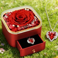 Preserved Red Real Rose with