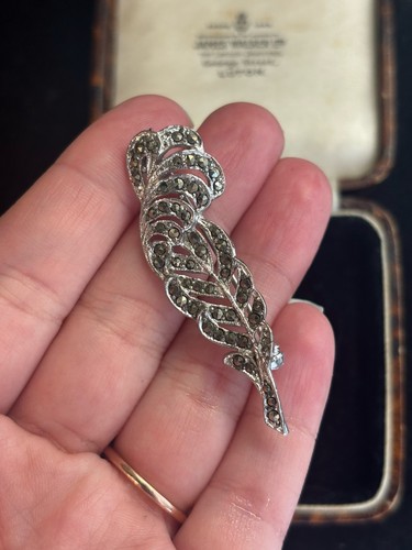 Vintage marcasite feather - vintage,
