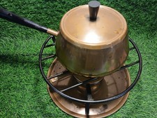 Vintage Copper And Iron Swiss Made Fondue Set In Good Condition.