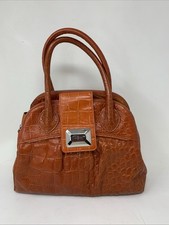 Jasper Conrad Leather Burnt Orange Croc Grab Bag Handbag [b2-3-67{