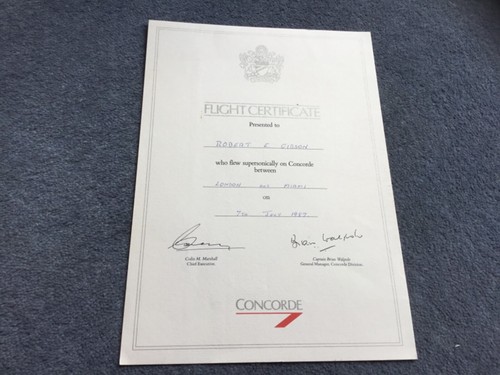 Concorde flight certificate - concorde,
