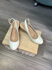 Dune White Wedge Leather Sling