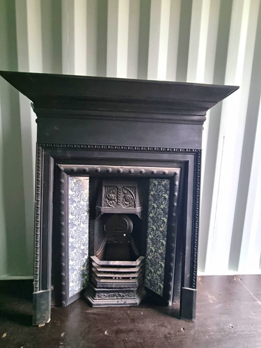Black cast iron fireplace - cast,