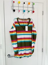 Next Ladies Multicoloured Long Sleeves Striped T Shirt Size 8 Oversized New