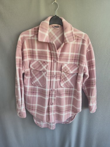Fleece pink plaid shirt small - fleece,