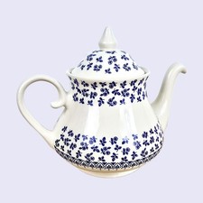 Vintage Limited Edition Floral Teapot Blue English Ironstone Staffordshire 7.5"