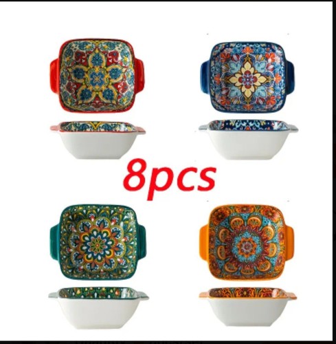 Square bohemian ceramic plate - bohemian,