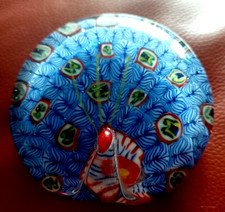 Vintage Art Glass  Millefiori Blue Peacock paperweight - Very Good condition
