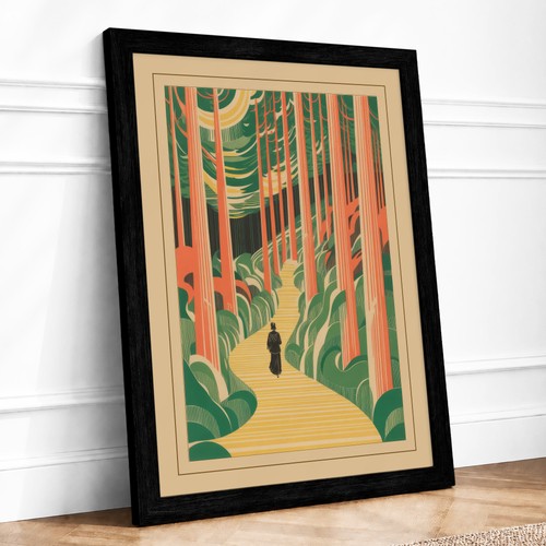 Woodland path japandi framed - path,