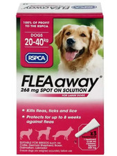 RSPCA FLEAaway 3x SPOT-ON SOLUTION TREATMENTS TO KILL LARGE DOG FLEAS & TICKS