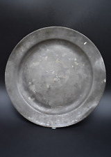 Antique English pewter charger plate with makers marks C. 17th century AD