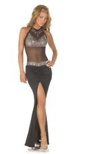 Super Sexy Black Long Rhinestone Evening Dress Size 8 10 12
