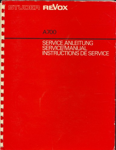 Revox a700 service - revox, manual