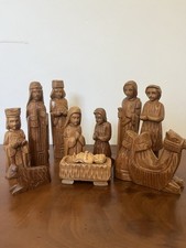 Hand Carved Wooden Nativity Set 11 Figures Christmas Decoration Holy Family