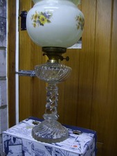 SUPERB ANTIQUE LEAD CRYSTAL BODY OIL LAMP-VGC.