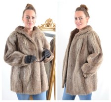 US4804 REAL NUTRIA FUR JACKET RANCH FUR COAT SIZE L/ XL