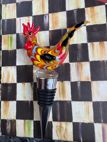 Murano glass rooster bottle - murano,