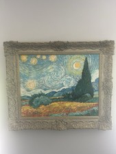John Myatt Starry Night With Wheat Field And Cypress Trees Framed Canvas Art