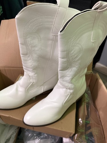 White faux leather western - faux,