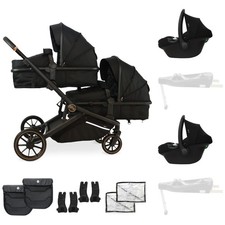 My Babiie MB33 Tandem Pushchair with 2 Infant Carriers - Black Leopard