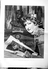 Original Old Antique Print 1886 Alma Tadema Fine Art Portrait Beautiful Woman