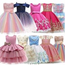 Kids Flower Girls Bridesmaid Dress Baby Party Lace Bow Wedding Dresses Princess/