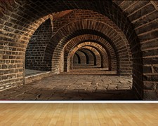 Brick Stone Walls Arch Archway Tunnel Cellar Wallpaper Wall Mural Print Pastable