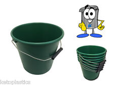 PACK OF 20 GREEN PLASTIC CALF FEED BUCKETS, HEAVY DUTY WITH METAL HANDLE