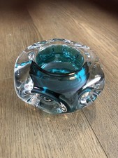 Jim Dyer Liskeard Glass  - knobbly glass - MCM Candle Holder / Dish  / Ashtray 