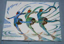 CYRIL E. POWER - Skaters, Christmas Card, NEW & Sealed, 15cm x 12cm