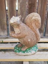 Cute Vintage Aged Stone Squirrel Garden Ornament Statue Display